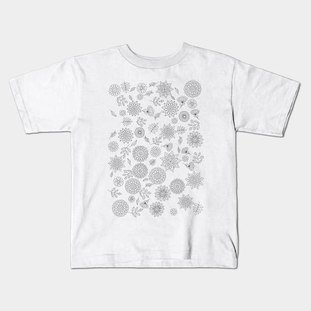 Chaotic Flowers Pattern Kids T-Shirt by annagrunduls